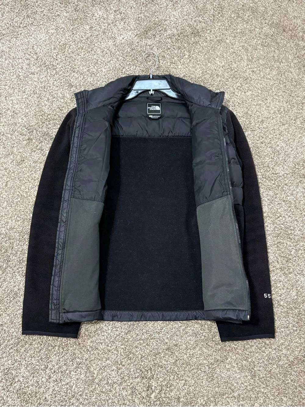 The North Face Denali 550 Down Hybrid Jacket Mens L Black Puffer Fleece Gorp